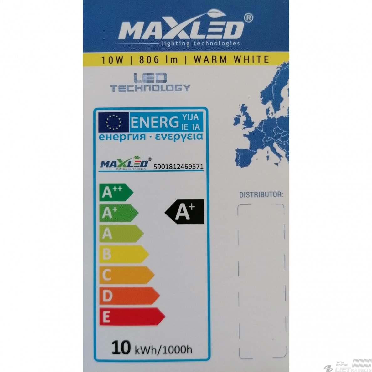 Lempa LED 10W E27 3000K 806 lm, MAX-LED 1