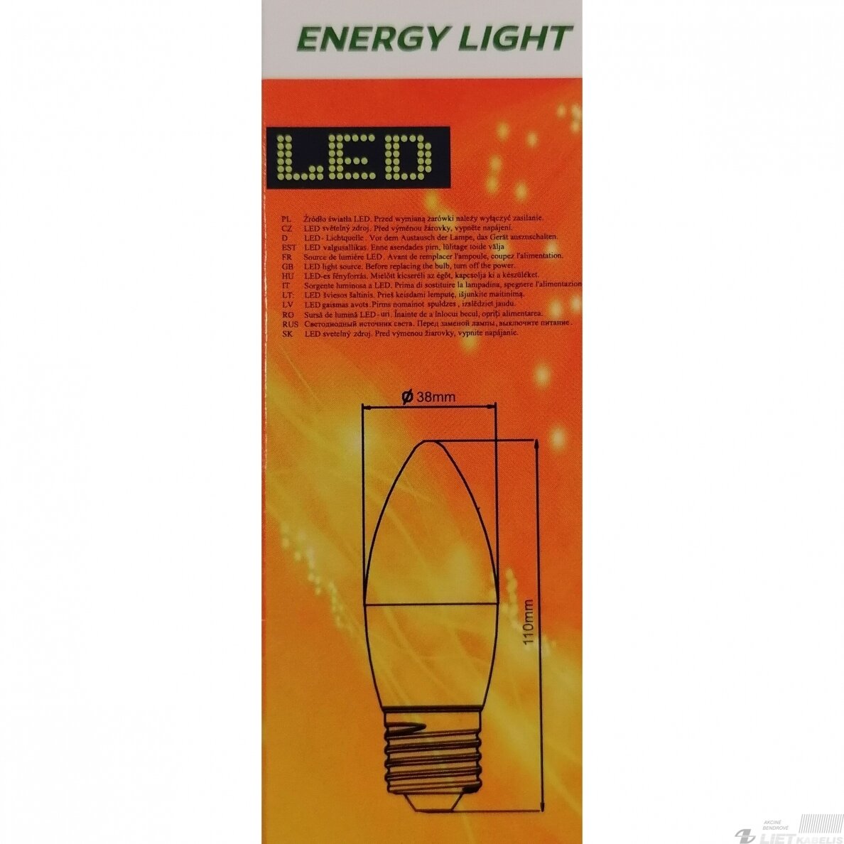 Lempa LED 10W E27 3000K 920 lm žvakės formos, ENERGY LIGHT 2 Lempa LED 10W E27 3000K 920 lm žvakės formos, ENERGY LIGHT 2
