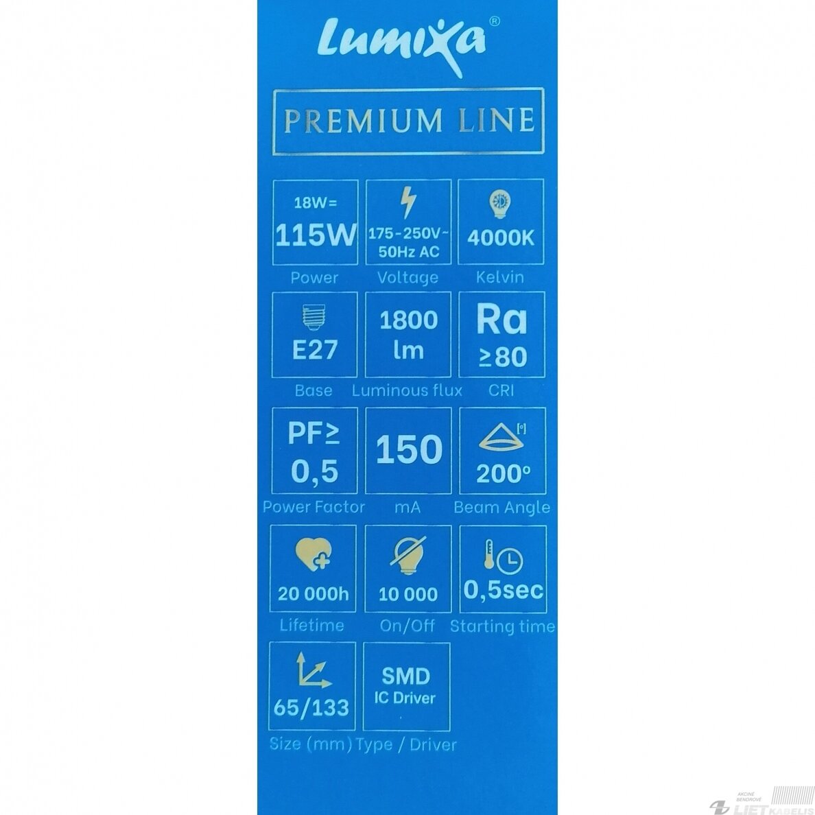 Lempa LED 18W, E27, 4000K, 1800Lm, LUMIXA 2 Lempa LED 18W, E27, 4000K, 1800Lm, LUMIXA 2