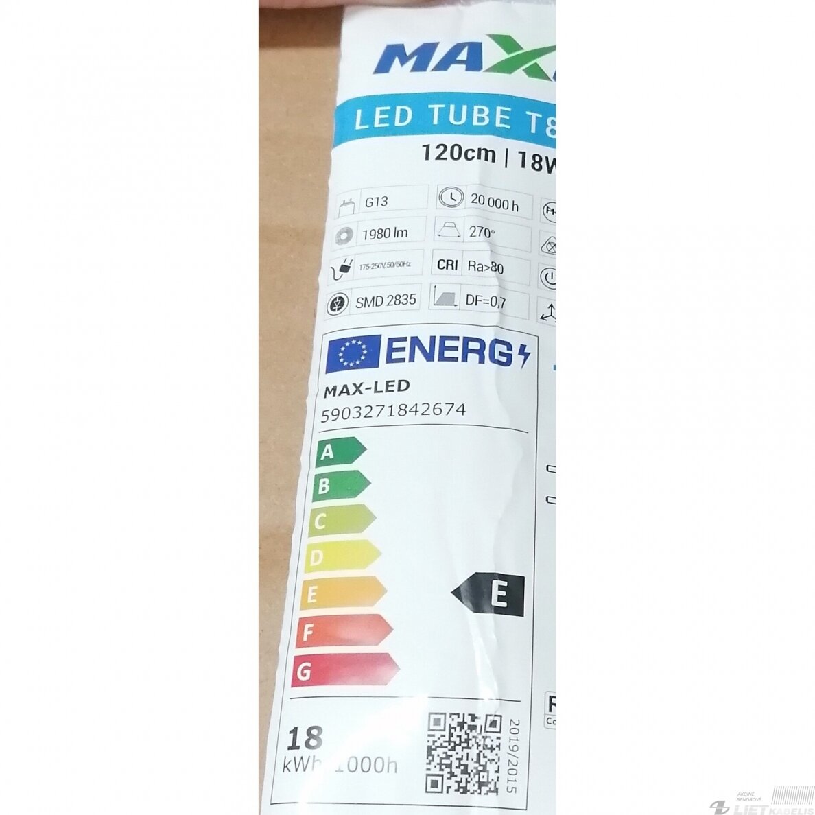 Lempa LED 18W, T8, 6000K, 1980lm, 120cm, Max-LED 1 Lempa LED 18W, T8, 6000K, 1980lm, 120cm, Max-LED 1