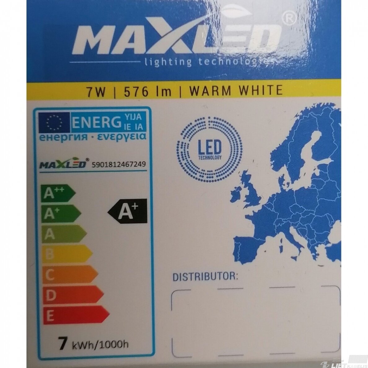Lempa LED 7W, GU10, 3000K, 576 lm, 240V, Max-led 2