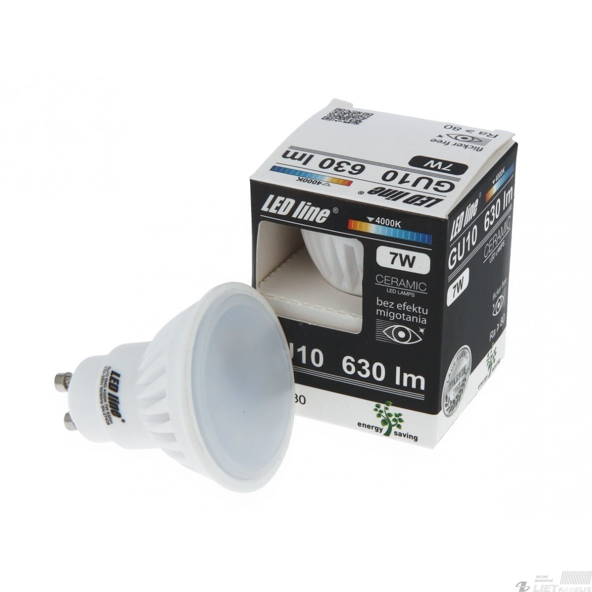 Lempa LED 7W, GU10, 1000lm, 4000K, keramikinė, LEDline Lempa LED 7W, GU10, 1000lm, 4000K, keramikinė, LEDline