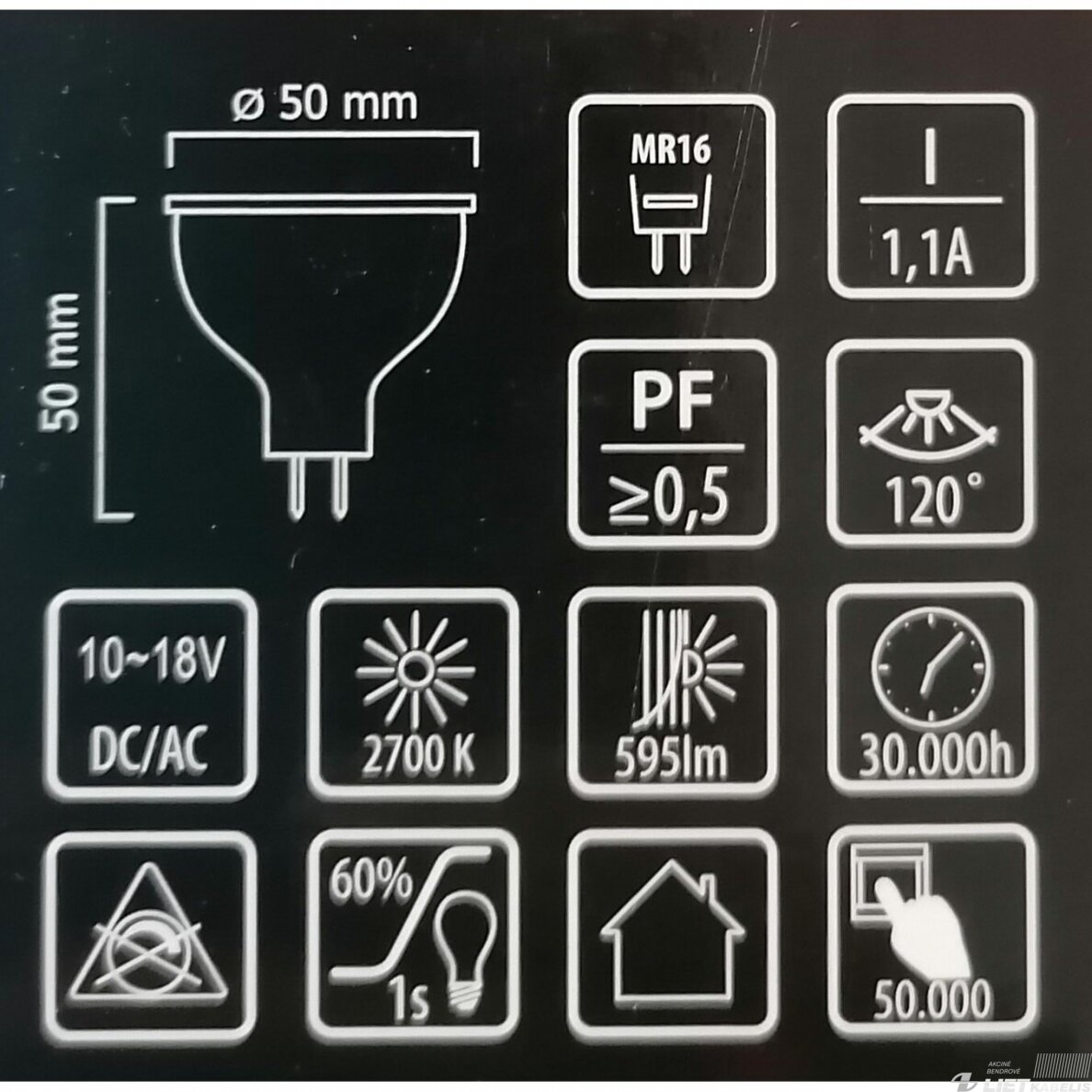Lempa LED 7W, MR16, 595lm, 2700K, keramikinė, LEDline 2 Lempa LED 7W, MR16, 595lm, 2700K, keramikinė, LEDline 2