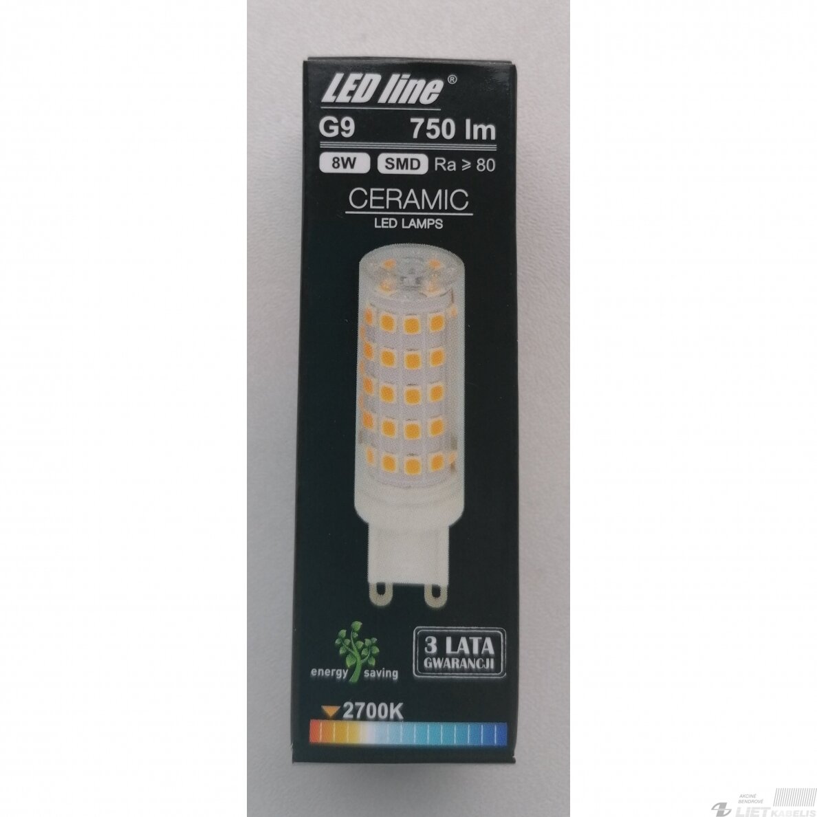 Lempa LED 8W, G9, 230V, 750lm, 2700K, keramikinė, LEDline 1
