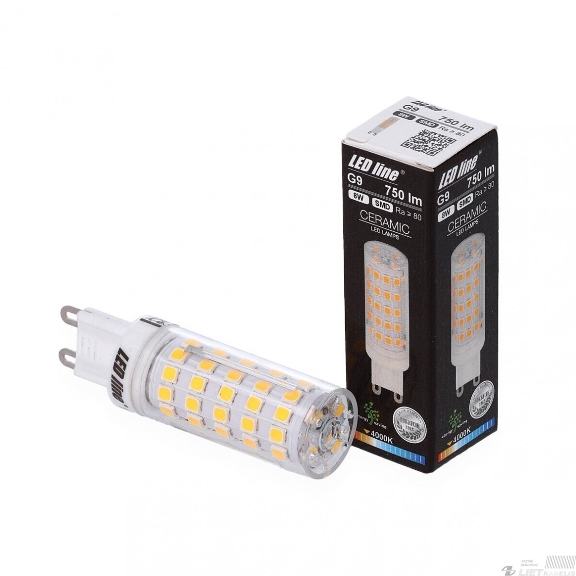 Lempa LED 8W, G9, 230V, 750lm, 4000K, keramikinė, LEDline