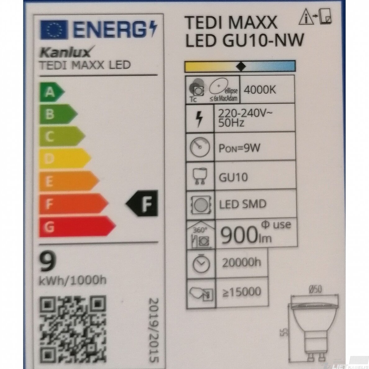 Lempa LED Tedi MAXX 9W, GU10, 4000K, 900lm, Kanlux 1 Lempa LED Tedi MAXX 9W, GU10, 4000K, 900lm, Kanlux 1