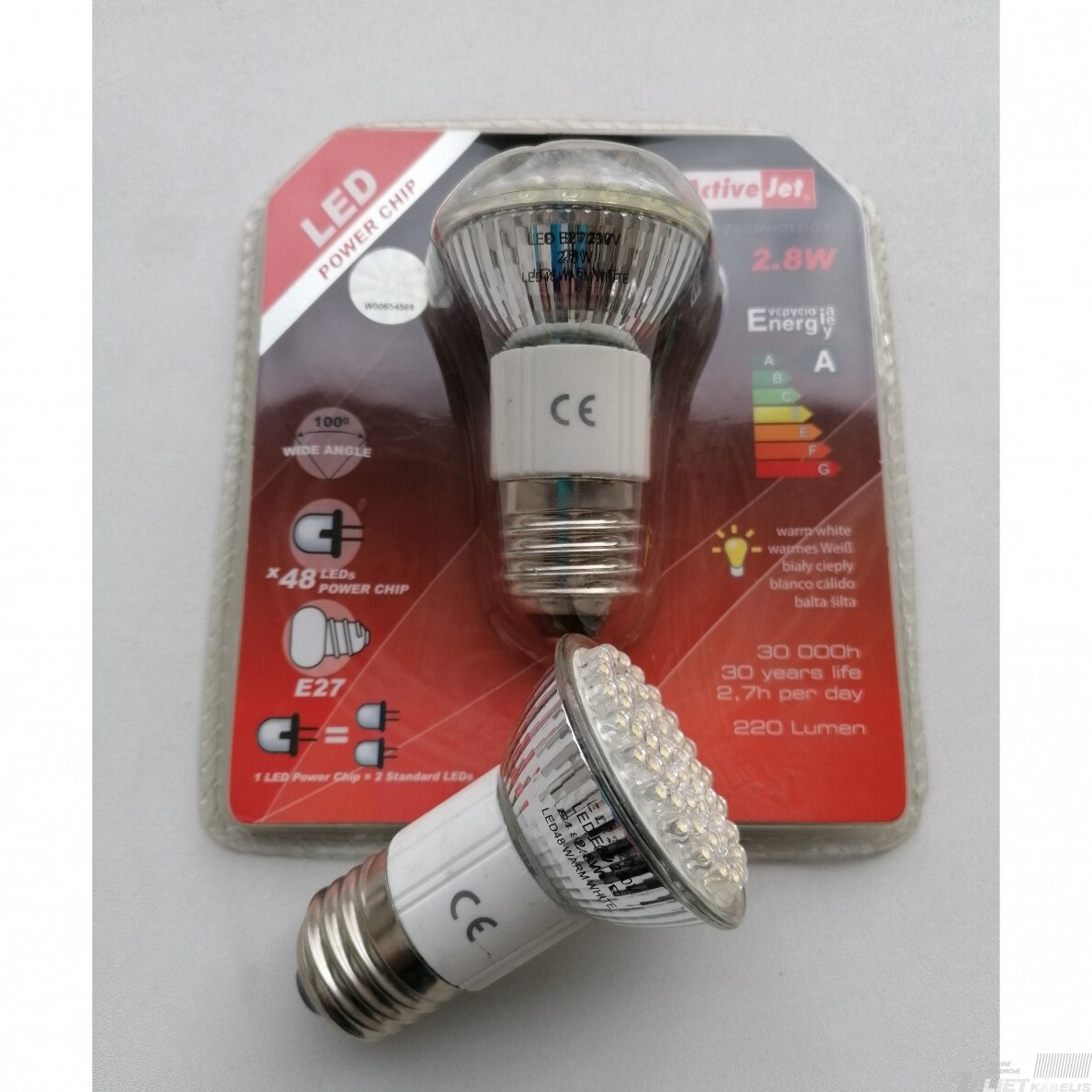 Lempa LED48 Power Chip, E27, 2,8W,  3500K, 220Lm, ActiveJet 1