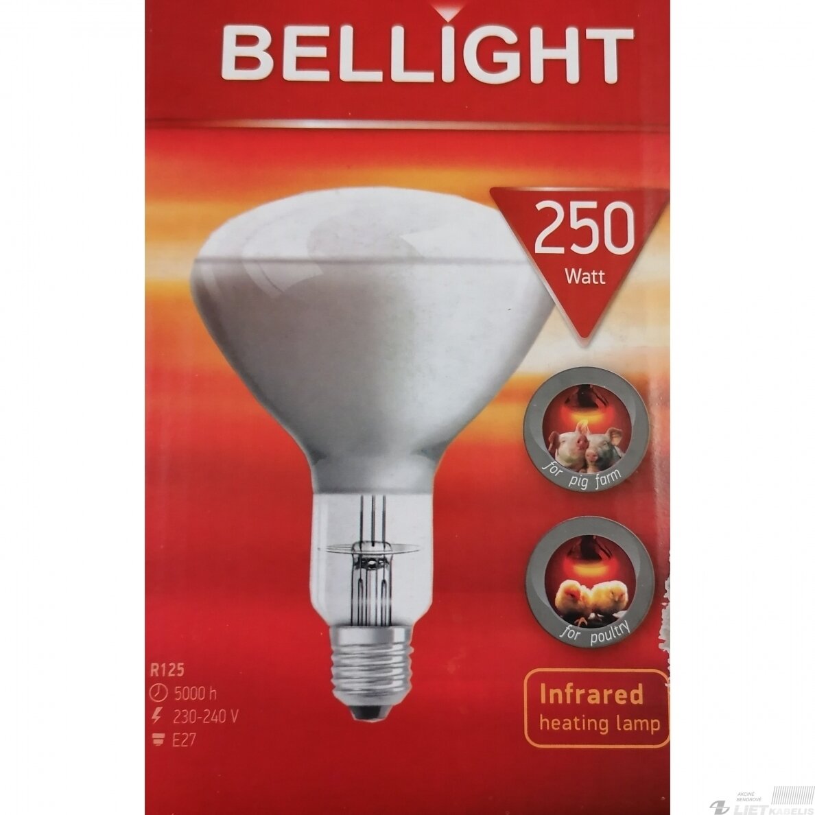 Lempa šildymo 250W, E27, Bellight Lempa šildymo 250W, E27, Bellight