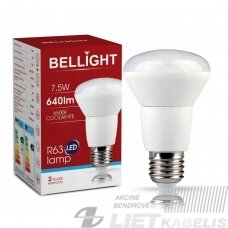 LED lempa 7,5W, E27, 3000K, 640lm, R63, Bellight