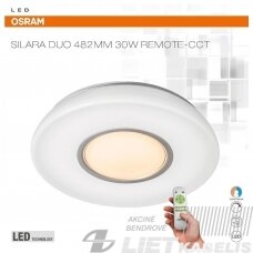 LED šviestuvas SILARA DUO apvalus su nuotolinio valdymo pulteliu, 30 W, 3000-6500K, 2700lm, IP20, Osram