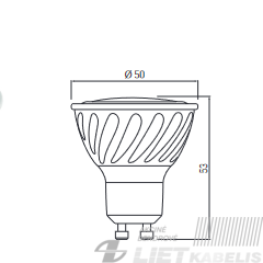 Led lempa 5,6W, 3000K, GU10, GTV 1