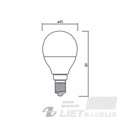 Lempa LED 8W, E14, 220V, 4000K, burbuliukas, GTV 1