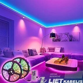 LED juosta 40W, 12V RGB adapteris +BT+valdiklis IP54, OPTONICA 2
