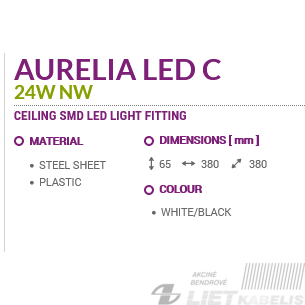 LED šviestuvas AURELIA 24W, 4000K, 1680Lm, IP44 apvalus su juodu žiedu, Struhm 2 LED šviestuvas AURELIA 24W, 4000K, 1680Lm, IP44 apvalus su juodu žiedu, Struhm 2