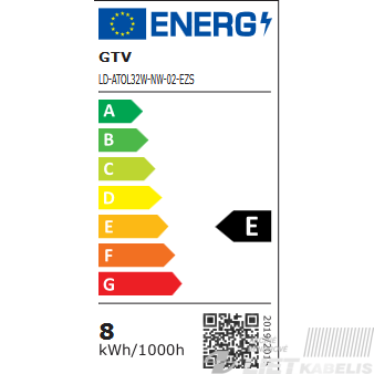 LED šviestuvas ATOL 32W, 4000K, 2560lm, IP54, GTV 2