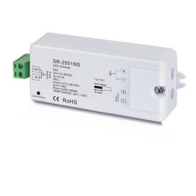 LED juostų valdymo sistemos imtuvas SR-2501NS(push-dim)12-36V 8A, Sunricher