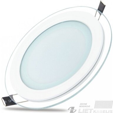 LED šviestuvas (su stiklu) 12W, 3000K, 840Lm, apvalus su stiklu, V-TAC LED šviestuvas (su stiklu) 12W, 3000K, 840Lm, apvalus su stiklu, V-TAC