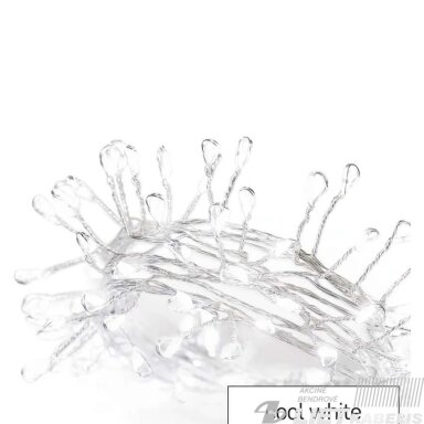 LED girlianda NANO, 4.5Vac (3xAA), 2.4m, 100 x LED, šaltai balta, su laikmačiu, EMOS