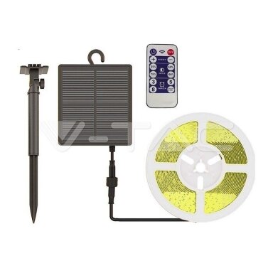 LED juosta 6W, 3000K, 5m, su saulės baterija ir pulteliu, IP67, V-TAC LED juosta 6W, 3000K, 5m, su saulės baterija ir pulteliu, IP67, V-TAC