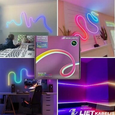 LED juostos komplektas su Wi-Fi valdikliu ir maitinimo šaltiniu, RGB, 3m, IP67, Avatto