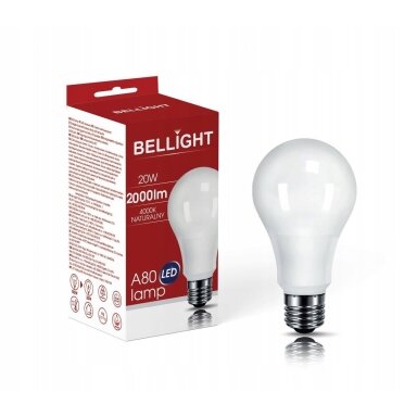LED lempa 20W, 4000K, 2000lm, E27, A80, BELLIGHT LED lempa 20W, 4000K, 2000lm, E27, A80, BELLIGHT
