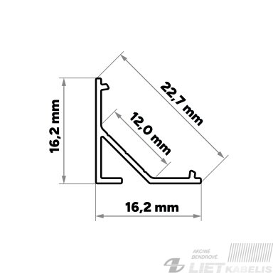 LED profilio komplektas ARRE kampinis, juodas, anoduotas, matinis dangtelis 3 m
