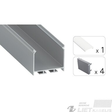 LED profilio komplektas NORS paviršinis/pakabinamas, aliuminis, anoduotas, matinis dangtelis 3 m LED profilio komplektas NORS paviršinis/pakabinamas, aliuminis, anoduotas, matinis dangtelis 3 m