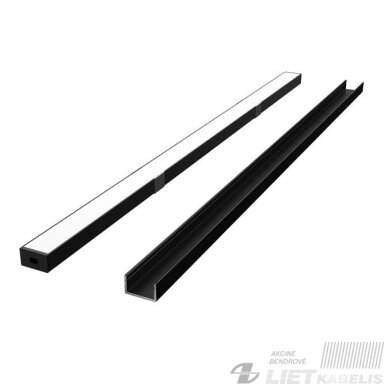 LED profilis juodas su dangteliu laikikliu ir akle, pridedamas, 2m, LEDLine