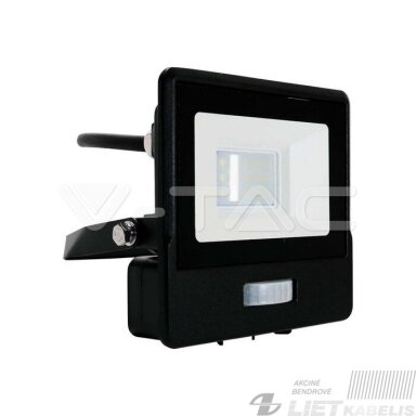 LED prožektorius 10W, 4000K, 735Lm, IP65, su judesio davikliu, Slim, V-TAC LED prožektorius 10W, 4000K, 735Lm, IP65, su judesio davikliu, Slim, V-TAC