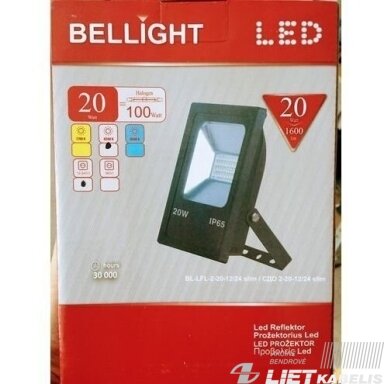 LED prožektorius 12-36V, 20W, 4000K, 1600Lm, IP65, Bellight