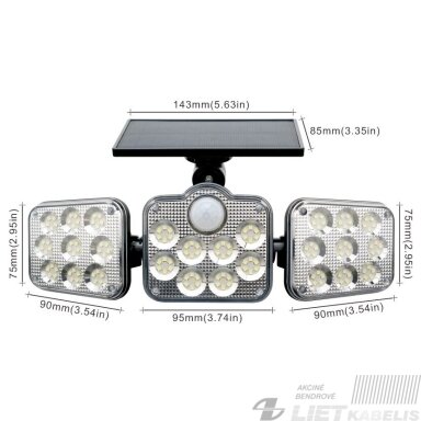 LED prožektorius 10W, 6500K , 480LM, saulės baterija su judesio davikliu, 3 kryptys, IP65, Master Led LED prožektorius 10W, 6500K , 480LM, saulės baterija su judesio davikliu, 3 kryptys, IP65, Master Led