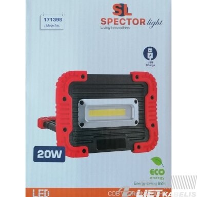 LED prožektorius 20W, 4000K, 1250lm, IP44, nešiojamas su USB, Spector Light LED prožektorius 20W, 4000K, 1250lm, IP44, nešiojamas su USB, Spector Light