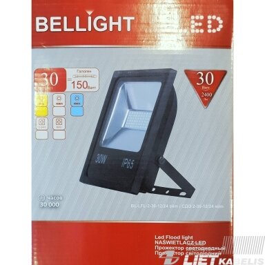 LED prožektorius 30W, 4500K, 2400Lm,12-36V, IP65, Bellight LED prožektorius 30W, 4500K, 2400Lm,12-36V, IP65, Bellight