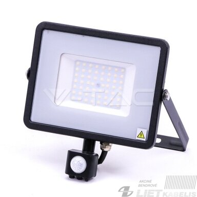 LED prožektorius 50W, 4000K, 4000Lm, su davikliu, IP65, V-TAC