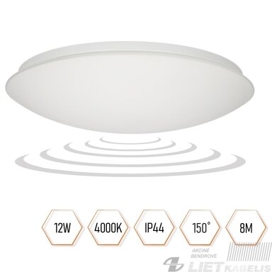 LED šviestuvas 12W, 4000K, 1150lm, su mikrobangų davikliu, IP44, SPECTOR Light
