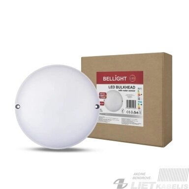 LED šviestuvas 12W, 4000K, 960lm, apvalus sus judesio davikliu, BELLIGHT