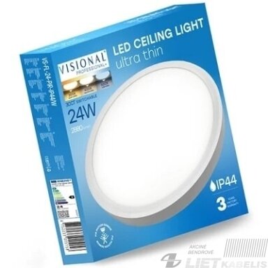 LED šviestuvas 24W, 3000-6000K, 2880lm, su judesio davikliu, IP44, Visional LED šviestuvas 24W, 3000-6000K, 2880lm, su judesio davikliu, IP44, Visional