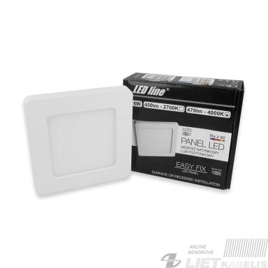 LED šviestuvas 6W, 4000K, 470Lm, kvadratinis, LEDline LED šviestuvas 6W, 4000K, 470Lm, kvadratinis, LEDline