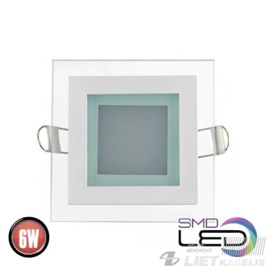 LED šviestuvas  MARIA 6W, 4200K, 480lm, įleidžiamas kvadratinis su stiklu, Horoz Electric