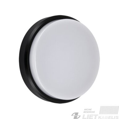 LED šviestuvas ARON 12W ,4000K, 1200Lm,  apvalus juodas IP65, Struhm
