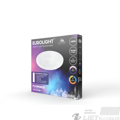 LED šviestuvas FLORENCE 48W, 3400lm, 2700K/4000K/6000K su pulteliu EUROLIGHT