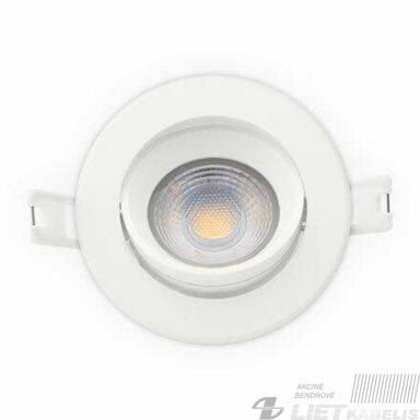 LED šviestuvas įleidžiamas, apvalus  6W, 3000K,  550Lm, IP20,Tungsram