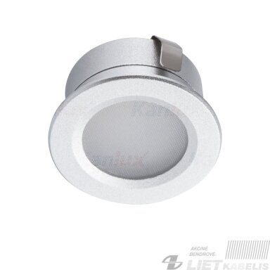 LED šviestuvas IMBER 1W, 4000K, 40LM, 12V, IP65, apvalus įleidžiamas sidabro spalva, KANLUX