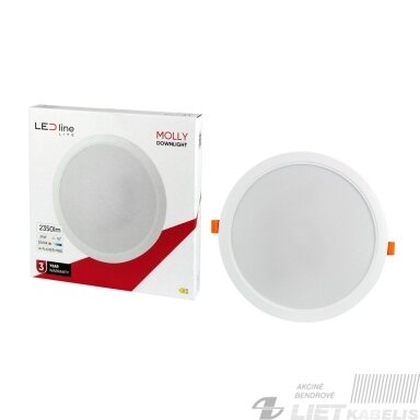LED šviestuvas MOLLY 24W, 3000K, 2350lm, įleidžiamas, LED line