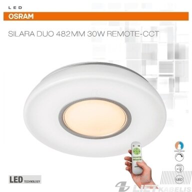 LED šviestuvas SILARA DUO apvalus su nuotolinio valdymo pulteliu, 30 W, 3000-6500K, 2700lm, IP20, Osram