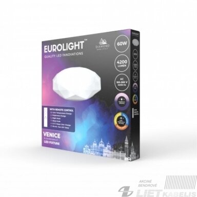 LED šviestuvas VENICE 60W, 3000-6500K, 4200Lm, su pulteliu, IP20, Eurolight LED šviestuvas VENICE 60W, 3000-6500K, 4200Lm, su pulteliu, IP20, Eurolight