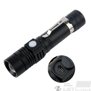 LED žibintuvėlis įkraunamas 20W, USB, Highmax