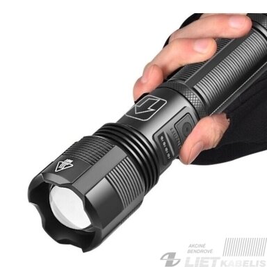 LED žibintuvėlis metalinis pakraunamas 18650 E167C, Highmax