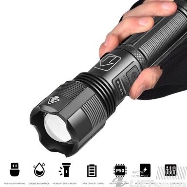 LED žibintuvėlis metalinis Power Style, pakraunamas P50-1 , Highmax