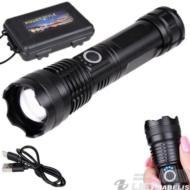 LED žibintuvėlis Power Style rankinis įkraunamas, Highmax